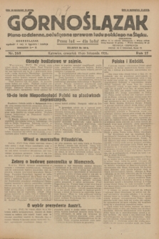 Górnoślązak : pismo codzienne, poświęcone sprawom ludu polskiego na Śląsku.R.27, nr 265 (15 listopada 1928) + dod.