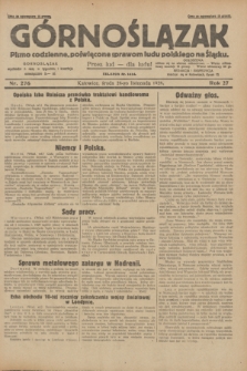 Górnoślązak : pismo codzienne, poświęcone sprawom ludu polskiego na Śląsku.R.27, nr 276 (28 listopada 1928) + dod.