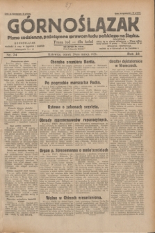 Górnoślązak : pismo codzienne, poświęcone sprawom ludu polskiego na Śląsku.R.28, nr 74 (29 marca 1929) + dod.