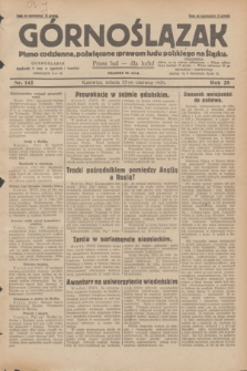 Górnoślązak : pismo codzienne, poświęcone sprawom ludu polskiego na Śląsku.R.28, nr 142 (22 czerwca 1929) + dod.