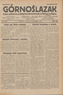 Górnoślązak : pismo codzienne, poświęcone sprawom ludu polskiego na Śląsku.R.28, nr 143 (23 czerwca 1929) + dod.