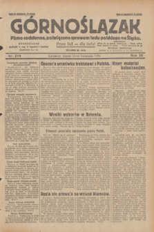 Górnoślązak : pismo codzienne, poświęcone sprawom ludu polskiego na Śląsku.R.28, nr 270 (22 listopada 1929) + dod.