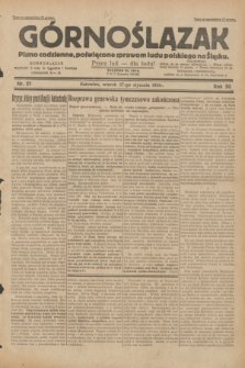Górnoślązak : pismo codzienne, poświęcone sprawom ludu polskiego na Śląsku.R.30, nr 21 (27 stycznia 1931)