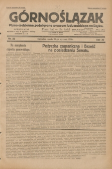 Górnoślązak : pismo codzienne, poświęcone sprawom ludu polskiego na Śląsku.R.30, nr 22 (28 stycznia 1931)
