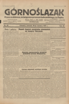 Górnoślązak : pismo codzienne, poświęcone sprawom ludu polskiego na Śląsku.R.30, nr 99 (30 kwietnia 1931)