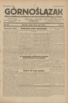 Górnoślązak : pismo codzienne, poświęcone sprawom ludu polskiego na Śląsku.R.30, nr 117 (22 maja 1931)