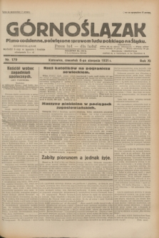 Górnoślązak : pismo codzienne, poświęcone sprawom ludu polskiego na Śląsku.R.30, nr 179 (6 sierpnia 1931)