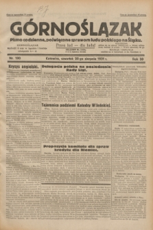 Górnoślązak : pismo codzienne, poświęcone sprawom ludu polskiego na Śląsku.R.30, nr 190 (20 sierpnia 1931)