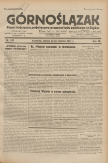 Górnoślązak : pismo codzienne, poświęcone sprawom ludu polskiego na Śląsku.R.30, nr 192 (22 sierpnia 1931)