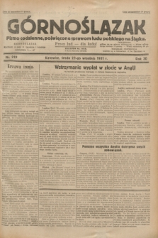 Górnoślązak : pismo codzienne, poświęcone sprawom ludu polskiego na Śląsku.R.30, nr 219 (23 września 1931)
