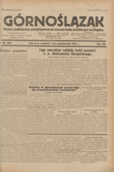 Górnoślązak : pismo codzienne, poświęcone sprawom ludu polskiego na Śląsku.R.30, nr 226 (1 października 1931)