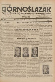 Górnoślązak : pismo codzienne, poświęcone sprawom ludu polskiego na Śląsku.R.30, nr 234 (10 października 1931)