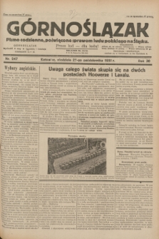 Górnoślązak : pismo codzienne, poświęcone sprawom ludu polskiego na Śląsku.R.30, nr 247 (25 października 1931)