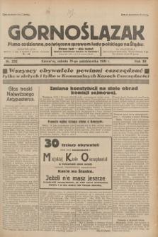 Górnoślązak : pismo codzienne, poświęcone sprawom ludu polskiego na Śląsku.R.30, nr 252 (31 października 1931)