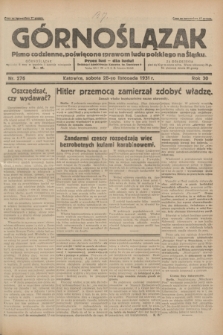 Górnoślązak : pismo codzienne, poświęcone sprawom ludu polskiego na Śląsku.R.30, nr 276 (28 listopada 1931)