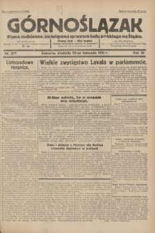Górnoślązak : pismo codzienne, poświęcone sprawom ludu polskiego na Śląsku.R.30, nr 277 (29 listopada 1931)
