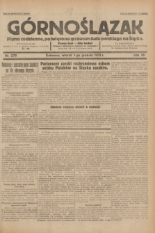 Górnoślązak : pismo codzienne, poświęcone sprawom ludu polskiego na Śląsku.R.30, nr 278 (1 grudnia 1931)