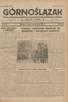 Górnoślązak : pismo codzienne, poświęcone sprawom ludu polskiego na Śląsku.R.30, nr 279 (2 grudnia 1931)