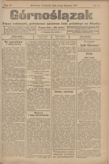 Górnoślązak : pismo codzienne, poświęcone sprawom ludu polskiego na Sląsku.R.4, nr 9 (12 stycznia 1905)