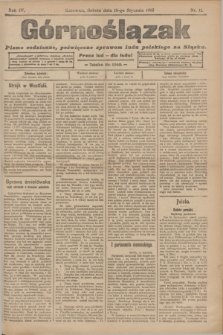 Górnoślązak : pismo codzienne, poświęcone sprawom ludu polskiego na Sląsku.R.4, nr 11 (14 stycznia 1905)