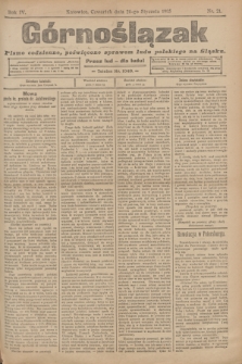 Górnoślązak : pismo codzienne, poświęcone sprawom ludu polskiego na Śląsku.R.4, nr 21 (26 stycznia 1905)