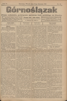 Górnoślązak : pismo codzienne, poświęcone sprawom ludu polskiego na Sląsku.R.4, nr 25 (31 stycznia 1905)