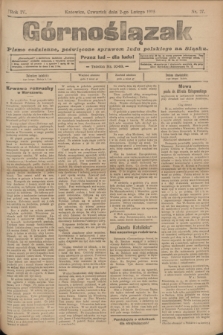Górnoślązak : pismo codzienne, poświęcone sprawom ludu polskiego na Śląsku.R.4, nr 27 (2 lutego 1905)