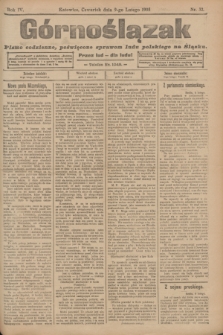 Górnoślązak : pismo codzienne, poświęcone sprawom ludu polskiego na Śląsku.R.4, nr 32 (9 lutego 1905)