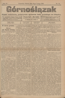 Górnoślązak : pismo codzienne, poświęcone sprawom ludu polskiego na Śląsku.R.4, nr 34 (11 lutego 1905)