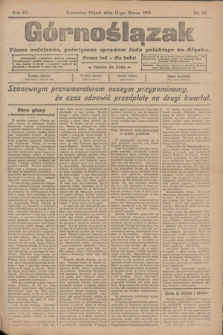 Górnoślązak : pismo codzienne, poświęcone sprawom ludu polskiego na Śląsku.R.4, nr 63 (17 marca 1905)