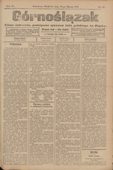 Górnoślązak : pismo codzienne, poświęcone sprawom ludu polskiego na Śląsku.R.4, nr 65 (19 marca 1905) + dod.