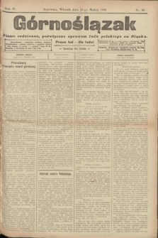 Górnoślązak : pismo codzienne, poświęcone sprawom ludu polskiego na Śląsku.R.4, nr 66 (21 marca 1905)