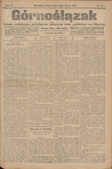 Górnoślązak : pismo codzienne, poświęcone sprawom ludu polskiego na Sląsku.R.4, nr 74 (31 marca 1905)