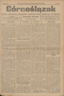 Górnoślązak : pismo codzienne, poświęcone sprawom ludu polskiego na Śląsku.R.4, nr 97 (29 kwietnia 1905)