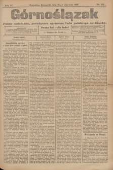 Górnoślązak : pismo codzienne, poświęcone sprawom ludu polskiego na Sląsku.R.4, nr 135 (15 czerwca 1905) + dod.