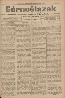 Górnoślązak : pismo codzienne, poświęcone sprawom ludu polskiego na Śląsku.R.4, nr 189 (18 sierpnia 1905) + dod.