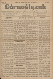 Górnoślązak : pismo codzienne, poświęcone sprawom ludu polskiego na Śląsku.R.4, nr 192 (21 sierpnia 1905)