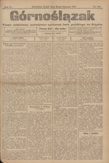 Górnoślązak : pismo codzienne, poświęcone sprawom ludu polskiego na Śląsku.R.4, nr 195 (25 sierpnia 1905)