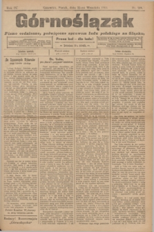 Górnoślązak : pismo codzienne, poświęcone sprawom ludu polskiego na Sląsku.R.4, nr 219 (22 września 1905)