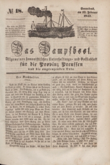 Das Dampfboot : allgemeines humoristisches Unterhaltungs- und Volksblatt für die Provinz Preussen und die angrenzenden Orte. [Jg.12], № 18 (12 Februar 1842) + dod.