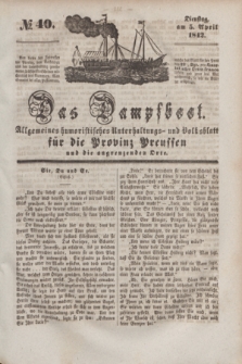 Das Dampfboot : allgemeines humoristisches Unterhaltungs- und Volksblatt für die Provinz Preussen und die angrenzenden Orte. [Jg.12], № 40 (5 April 1842) + dod.