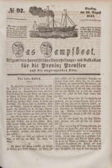 Das Dampfboot : allgemeines humoristisches Unterhaltungs- und Volksblatt für die Provinz Preussen und die angrenzenden Orte. [Jg.12], № 97 (16 August 1842) + dod.