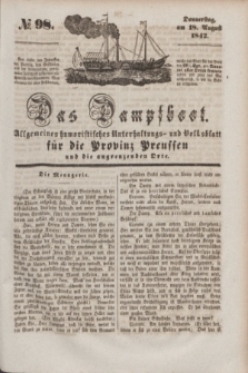 Das Dampfboot : allgemeines humoristisches Unterhaltungs- und Volksblatt für die Provinz Preussen und die angrenzenden Orte. [Jg.12], № 98 (18 August 1842) + dod.