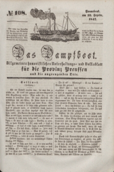 Das Dampfboot : allgemeines humoristisches Unterhaltungs- und Volksblatt für die Provinz Preussen und die angrenzenden Orte. [Jg.12], № 108 (10 September 1842) + dod.