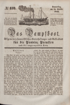 Das Dampfboot : allgemeines humoristisches Unterhaltungs- und Volksblatt für die Provinz Preussen und die angrenzenden Orte. [Jg.12], № 110 (15 September 1842) + dod.