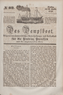 Das Dampfboot : allgemeines humoristisches Unterhaltungs- und Volksblatt für die Provinz Preussen und die angrenzenden Orte. [Jg.12], № 112 (20 September 1842) + dod.