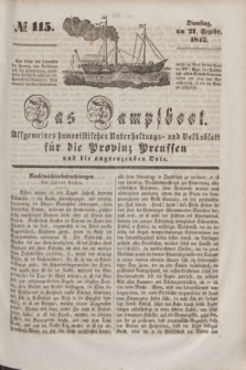 Das Dampfboot : allgemeines humoristisches Unterhaltungs- und Volksblatt für die Provinz Preussen und die angrenzenden Orte. [Jg.12], № 115 (27 September 1842) + dod.