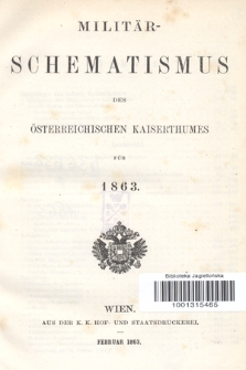 Militär-Schematismus des Österreichischen Kaiserthumes für 1863