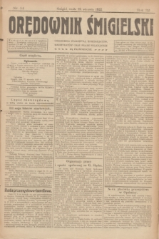 Orędownik Śmigielski. R.32, nr 14 (18 stycznia 1922)