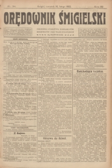 Orędownik Śmigielski. R.32, nr 38 (16 lutego 1922)